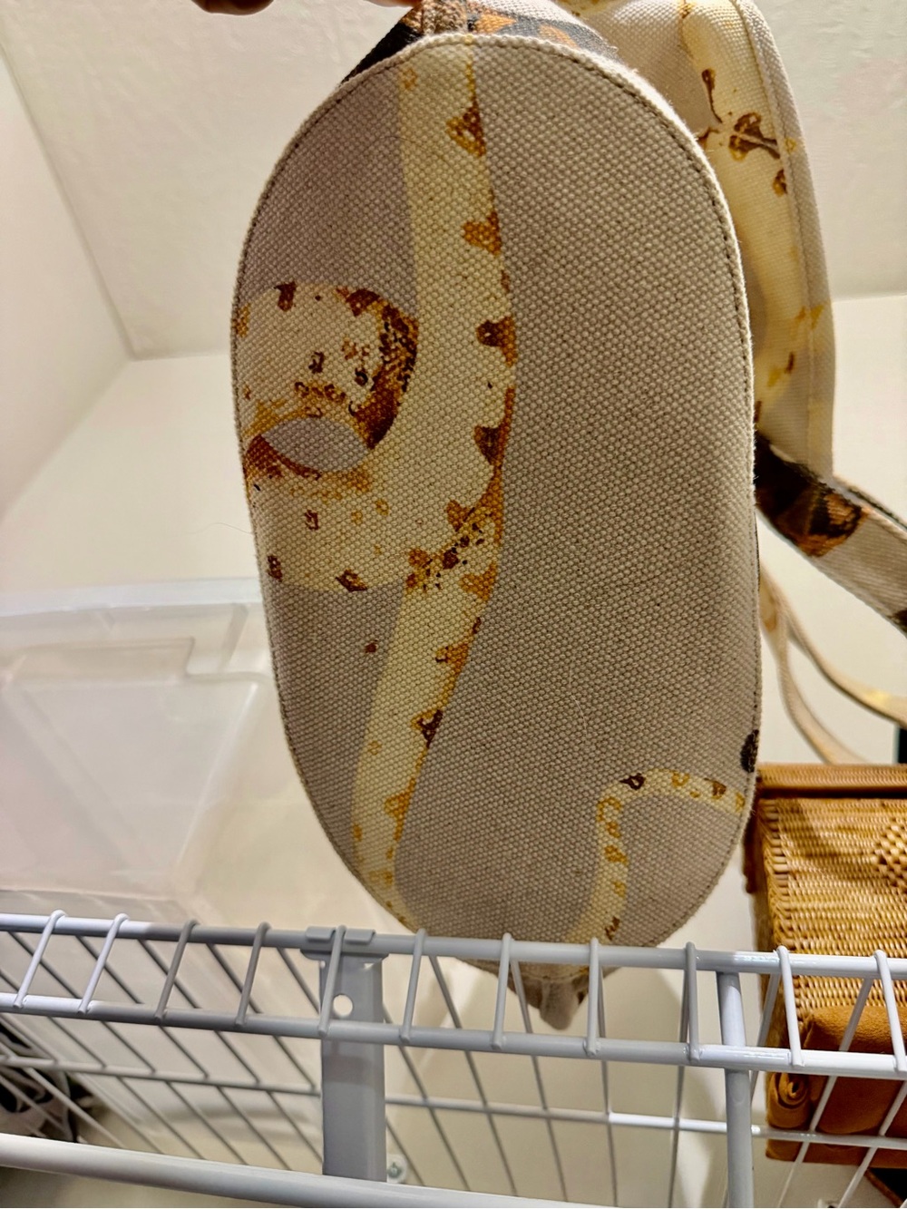 Canvas Tote Bag with Snake Print - Neutral - Picture 9 of 10